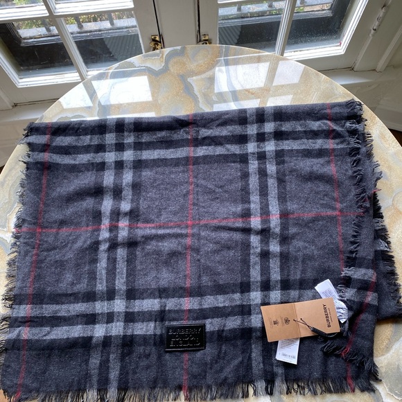 NWT Burberry Cashmere Scarf w/Fringe - Picture 2 of 4